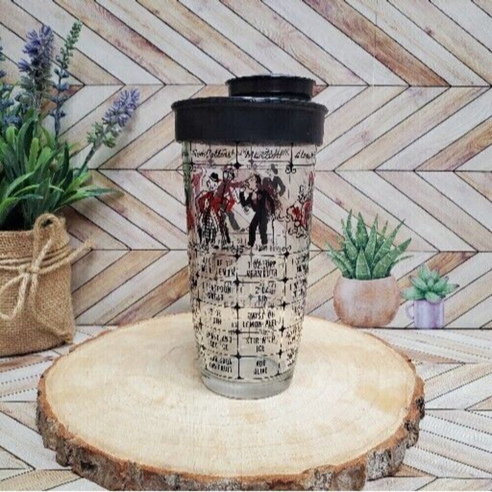 Vintage Hazel Atlas Cocktail Recipe Shaker Red Black Bar